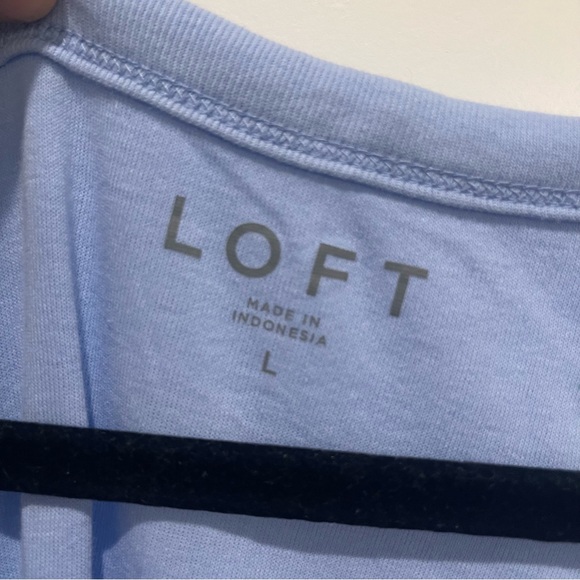 Ann Taylor LOFT periwinkle blue purple cotton v neck tank top size L - Picture 2 of 3